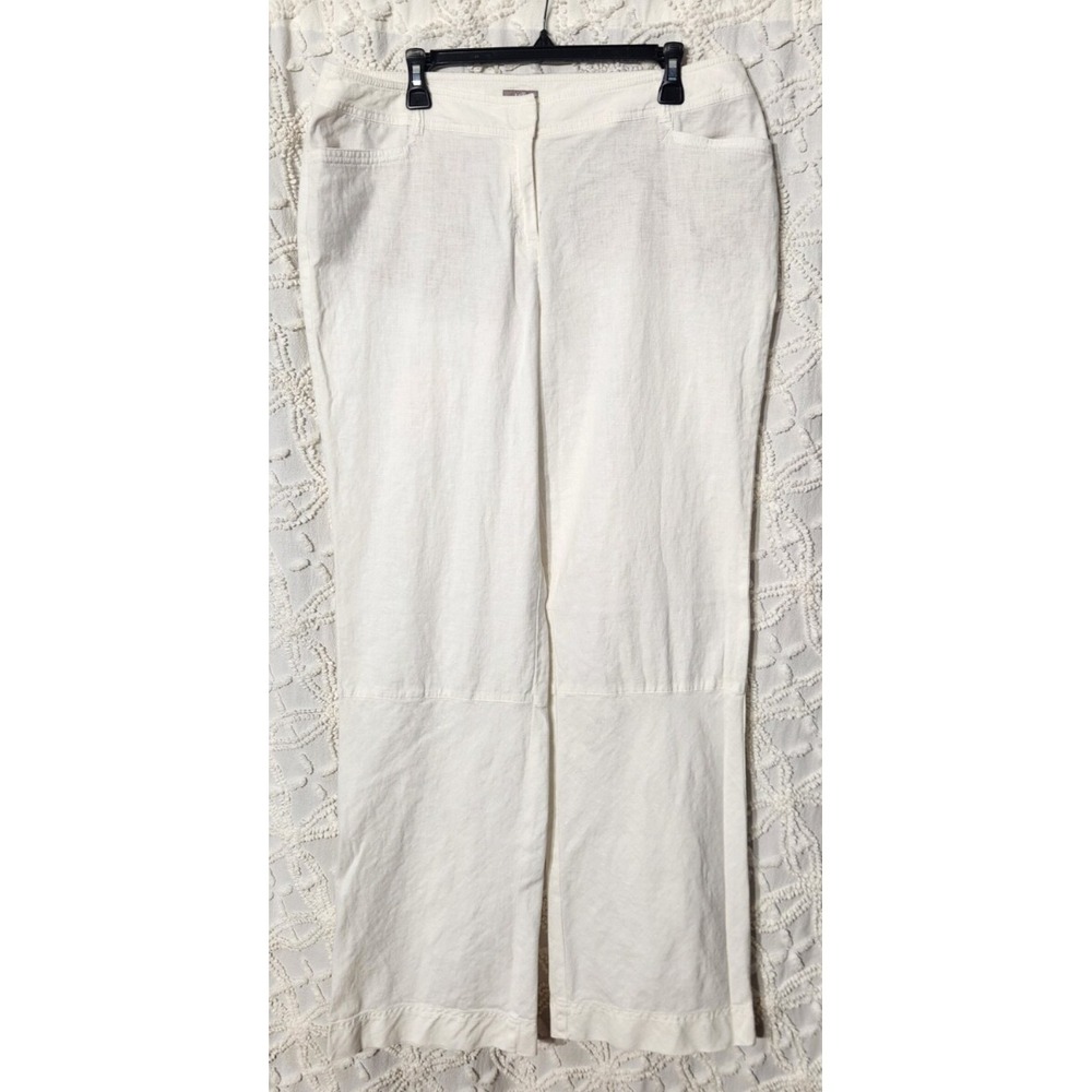 J Jill Womens Linen Pants Size 14 Tall White Beach Family‎ Pictures Resortwear